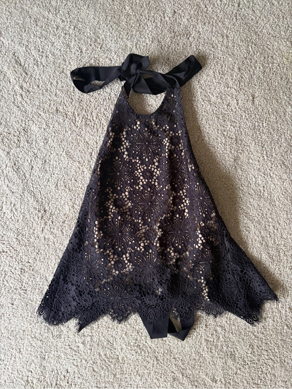 Intermix Y2K boho 90s 2000s black emo goth lace haulter cami tank top size xs